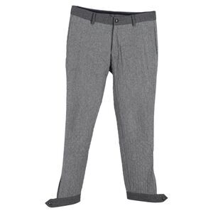 Moncler Mid-Waist Straight-Leg Trousers in Grey Wool